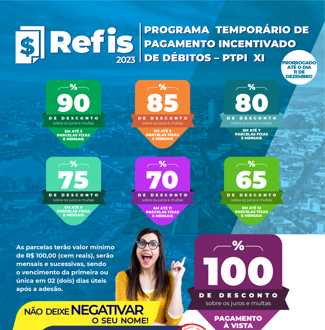 Prorrogado o Programa Temporário de Pagamento Incentivado de Débitos– PTPI XI – REFIS municipal