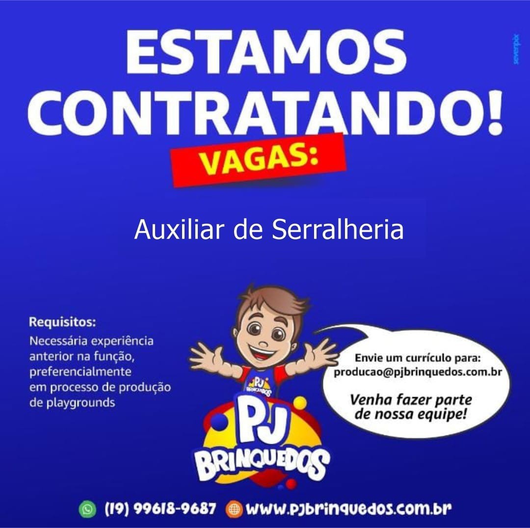 PJ BRINQUEDOS ESTÁ CONTRATANDO