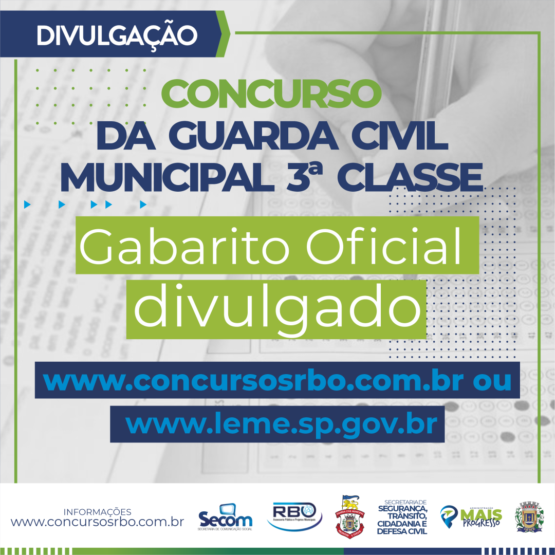 Prefeitura divulga gabarito das provas do concurso para guarda civil municipal