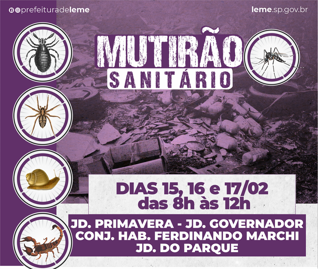 “Mutirão Sanitário” dos dias 15 - 16 e 17 de Fevereiro de 2023