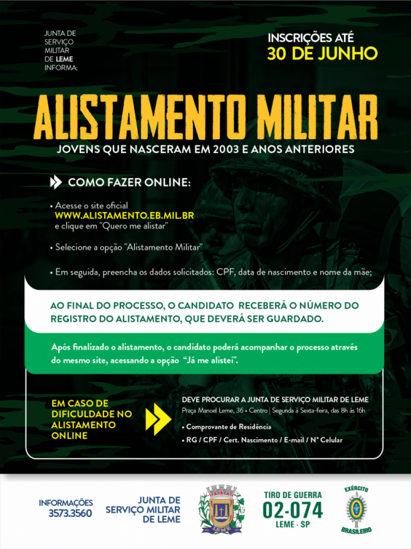 Informações sobre Alistamento Militar 2022