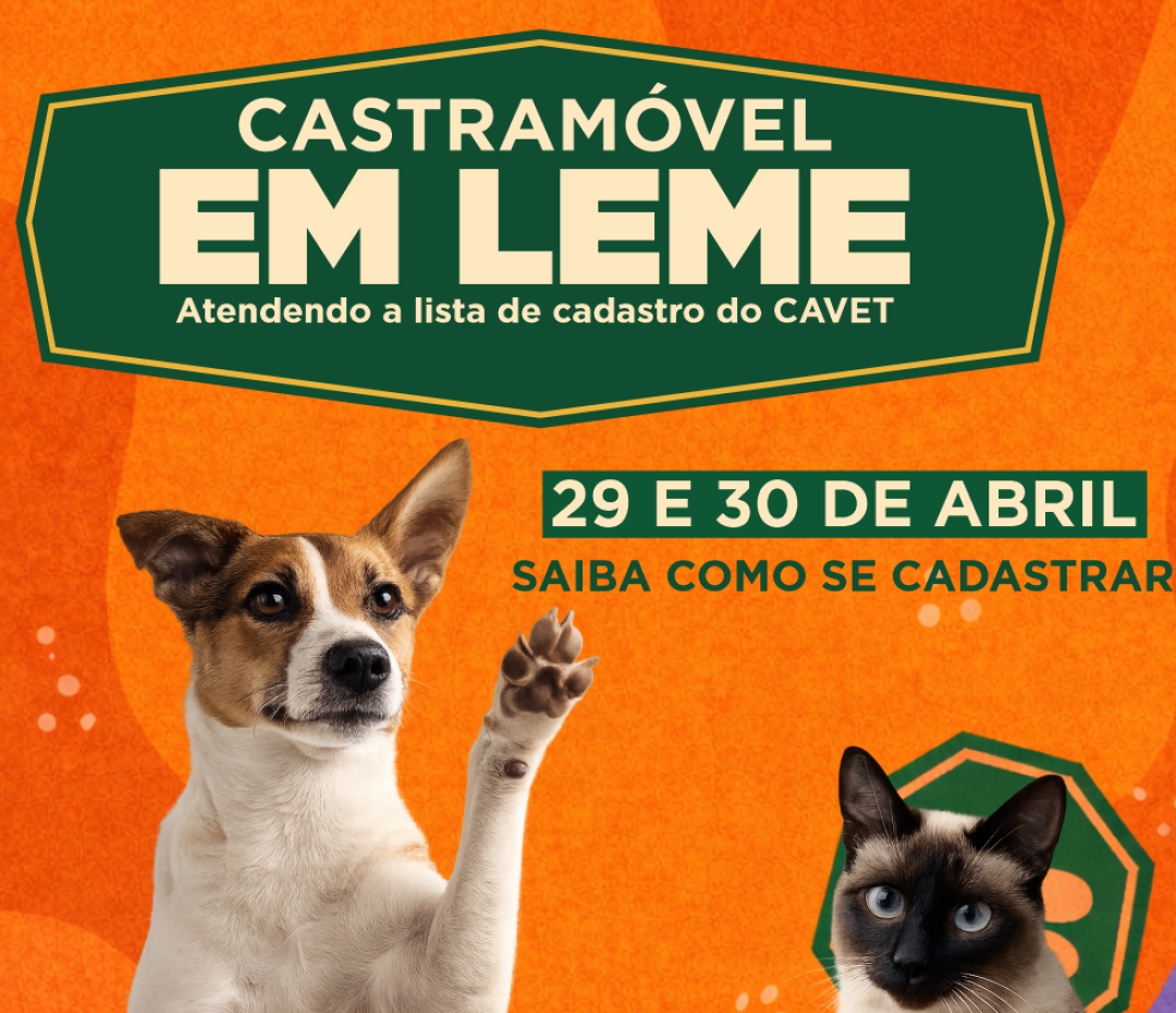 CAVET TERÁ AÇÃO DO CASTRAMÓVEL NOS DIAS 29 E 30 DE ABRIL