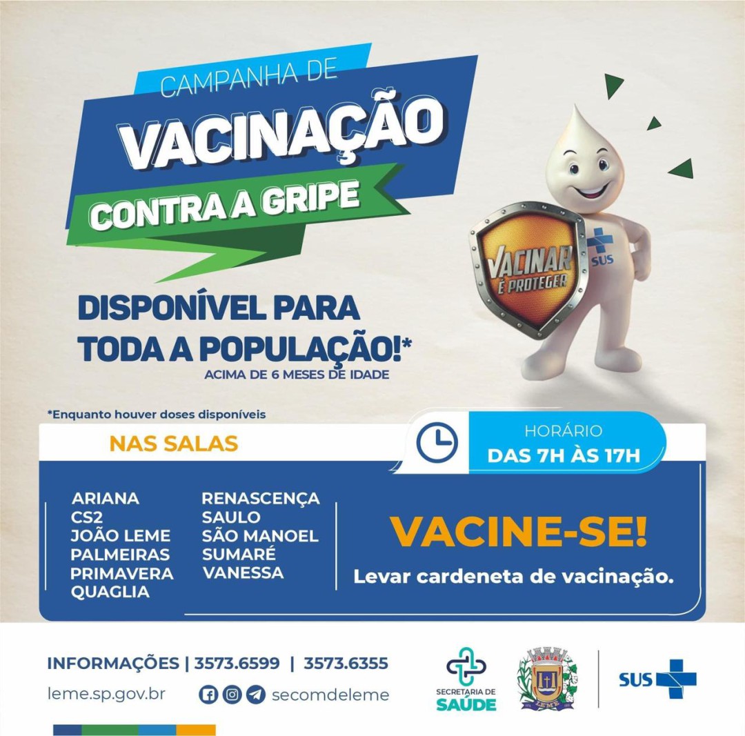 A CAMPANHA NACIONAL DE VACINAÇÃO CONTRA A GRIPE ESTÁ ABERTA PARA TODA A POPULAÇÃO