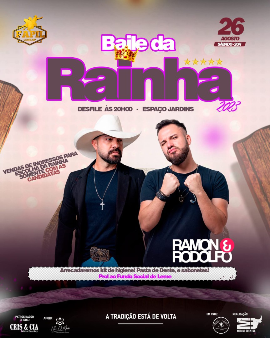 Rainha da FAPIL – FESTA DE PEÃO - será escolhida no dia 26 de agosto