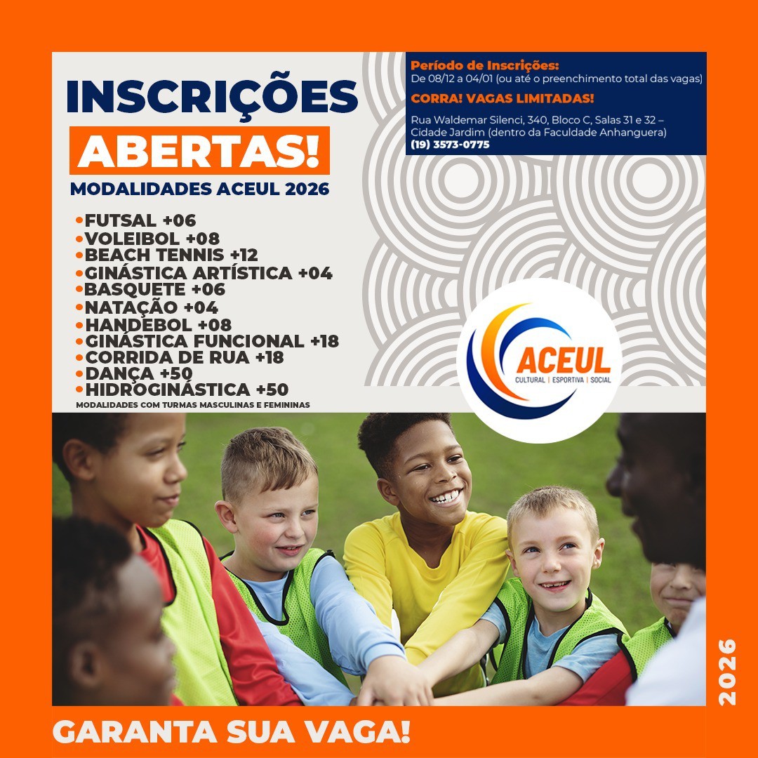 INSCRIÇÕES ABERTAS NA ACEUL DE LEME