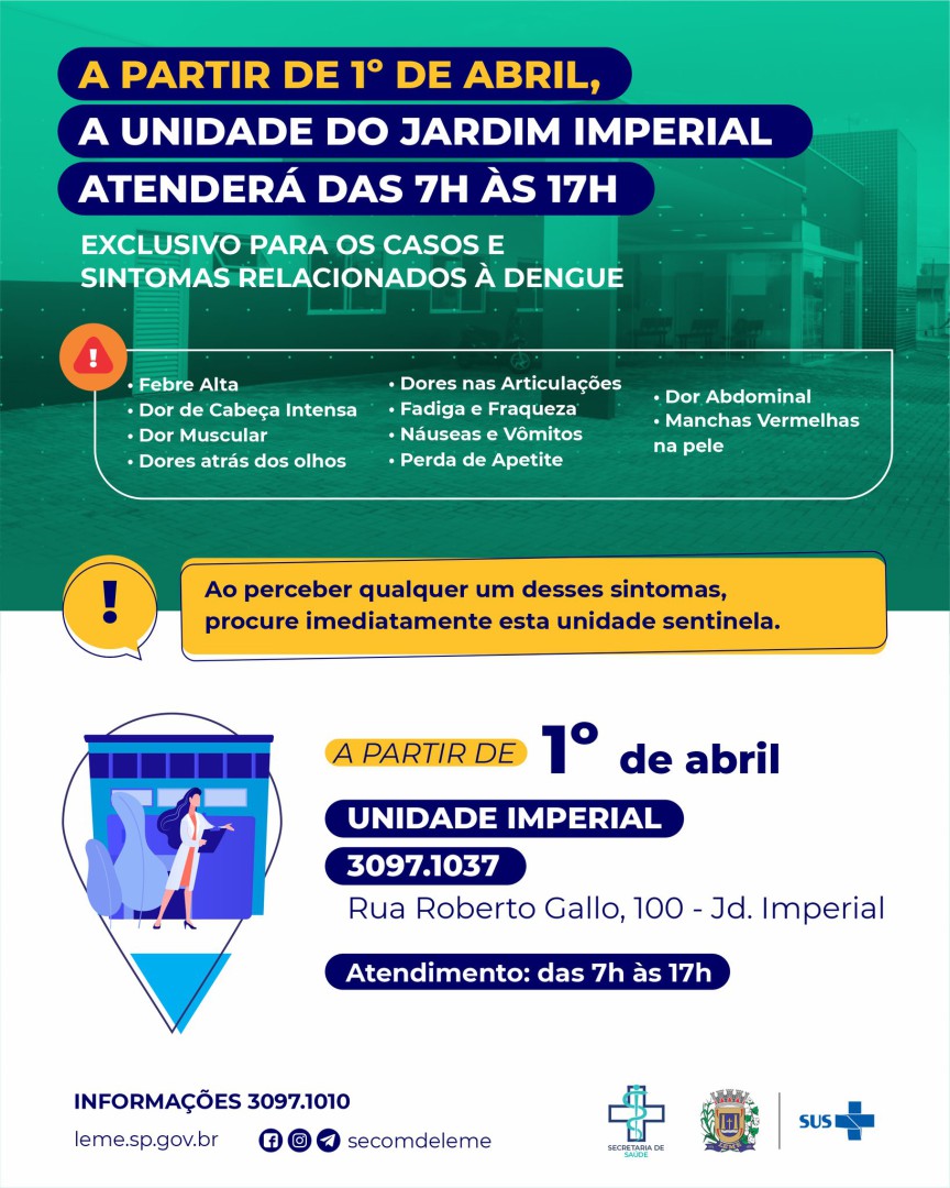 ATENÇÃO PARA O NOVO HORÁRIO DE ATENDIMENTO