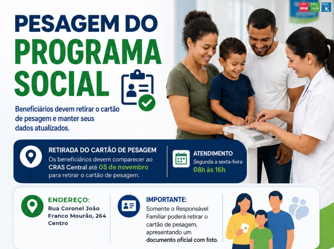 ATENÇÃO PARA AS DATAS DE PESAGEM PARA O MÊS DE OUTUBRO DE 2026