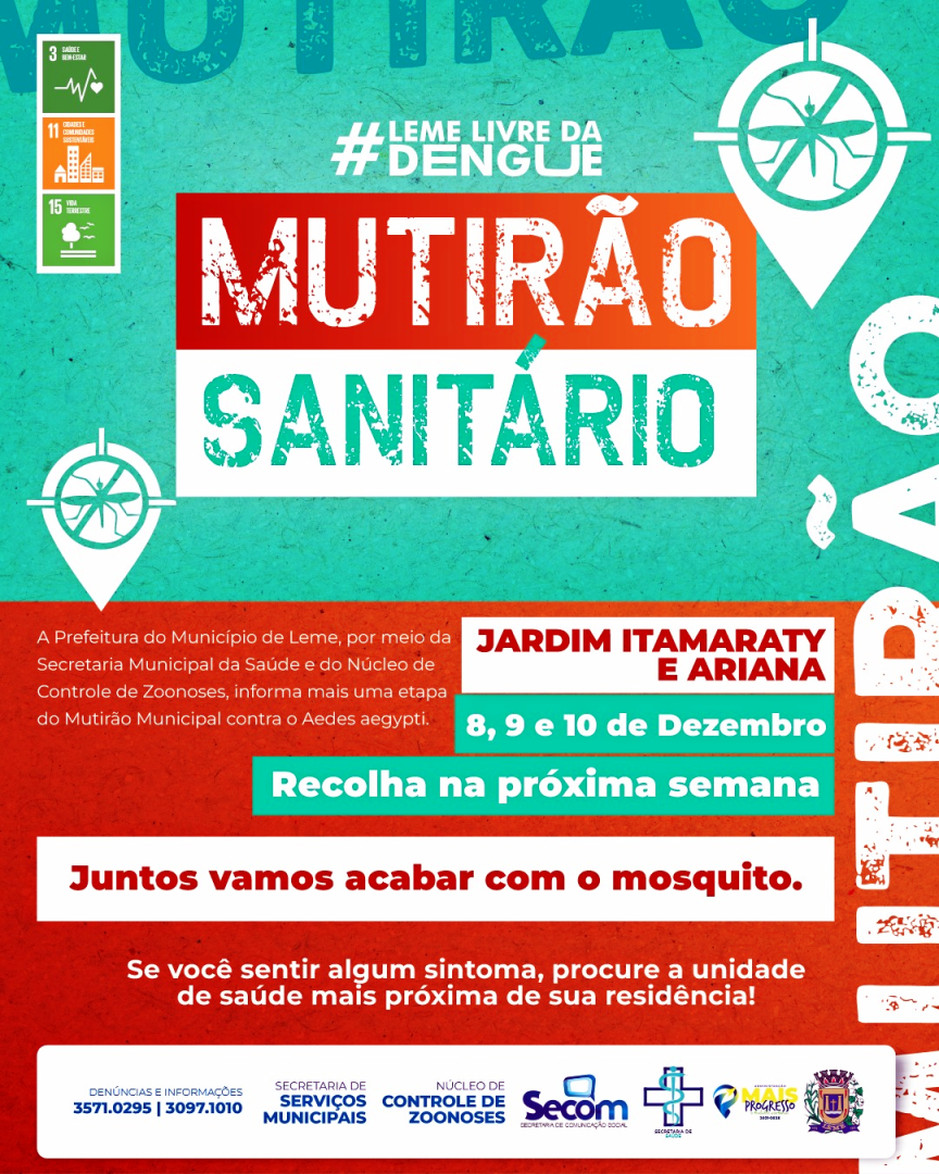 JARDINS ITAMARATY E ARIANA RECEBEM O MUTIRÃO SANITÁRIO” NOS DIAS 08, 09 E 10 DE DEZEMBRO
