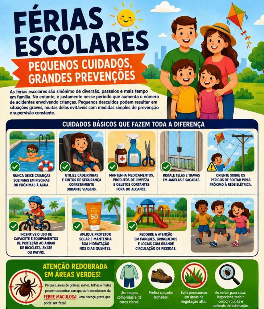 FÉRIAS ESCOLARES – PEQUENOS CUIDADOS, GRANDES PREVENÇÕES