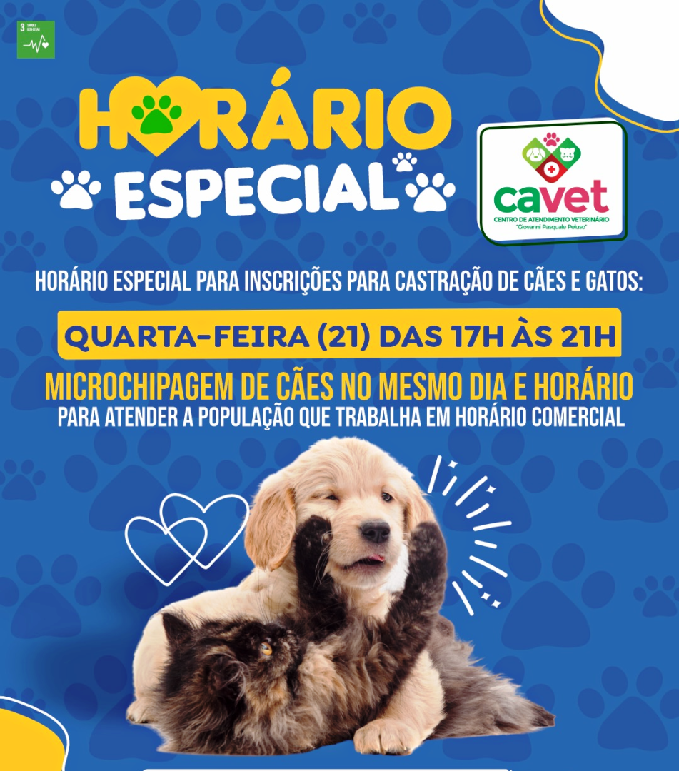 SECRETARIA DO MEIO AMBIENTE REALIZA MICROCHIPAGEM GRATUITA E INSCRIÇÕES PARA CASTRAÇÃO DE CÃES E GATOS NO CAVET