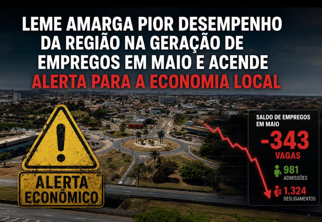 LEME AMARGA PIOR DESEMPENHO DA REGIÃO NA GERAÇÃO DE EMPREGOS EM MAIO E ACENDE ALERTA PARA A ECONOMIA LOCAL