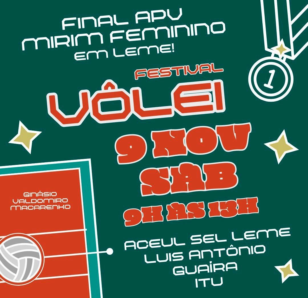 VAI TER FINAL DO CAMPEONATO DA APV EM LEME DIA 09 DE NOVEMBRO