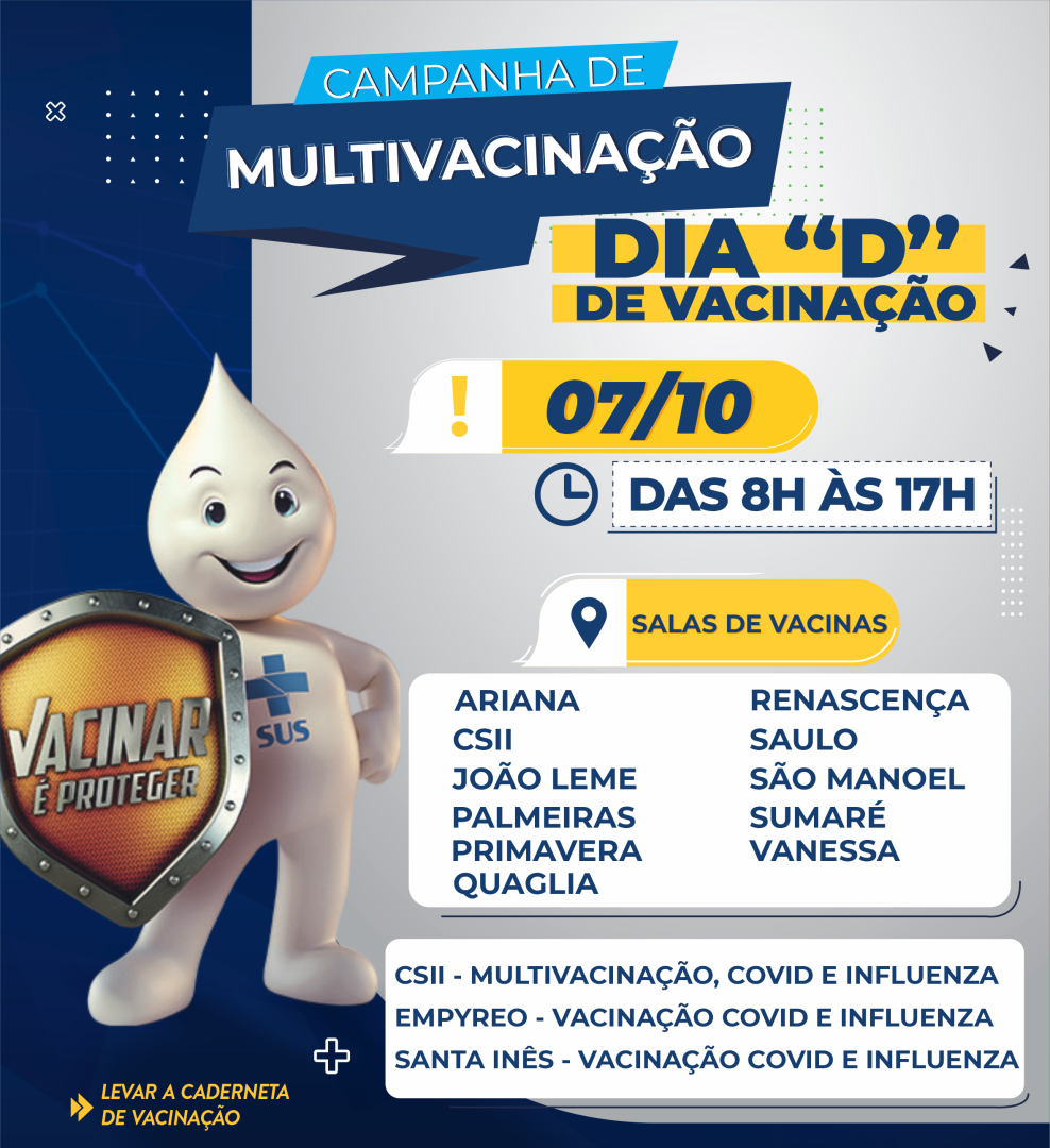 Dia D da Campanha de Multivacinação 2023 07 de outubro – sábado