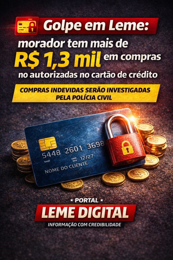 GOLPE EM LEME: MORADOR TEM MAIS DE R$ 1 MIL EM COMPRAS NÃO AUTORIZADAS NO CARTÃO DE CRÉDITO