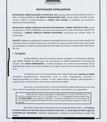 JORNAL TRIBUNA DE LEME ESCLARECE OS FATOS: INFORMAÇÃO, LIBERDADE DE EXPRESSÃO E RESPEITO ÀS DECISÕES DA JUSTIÇA